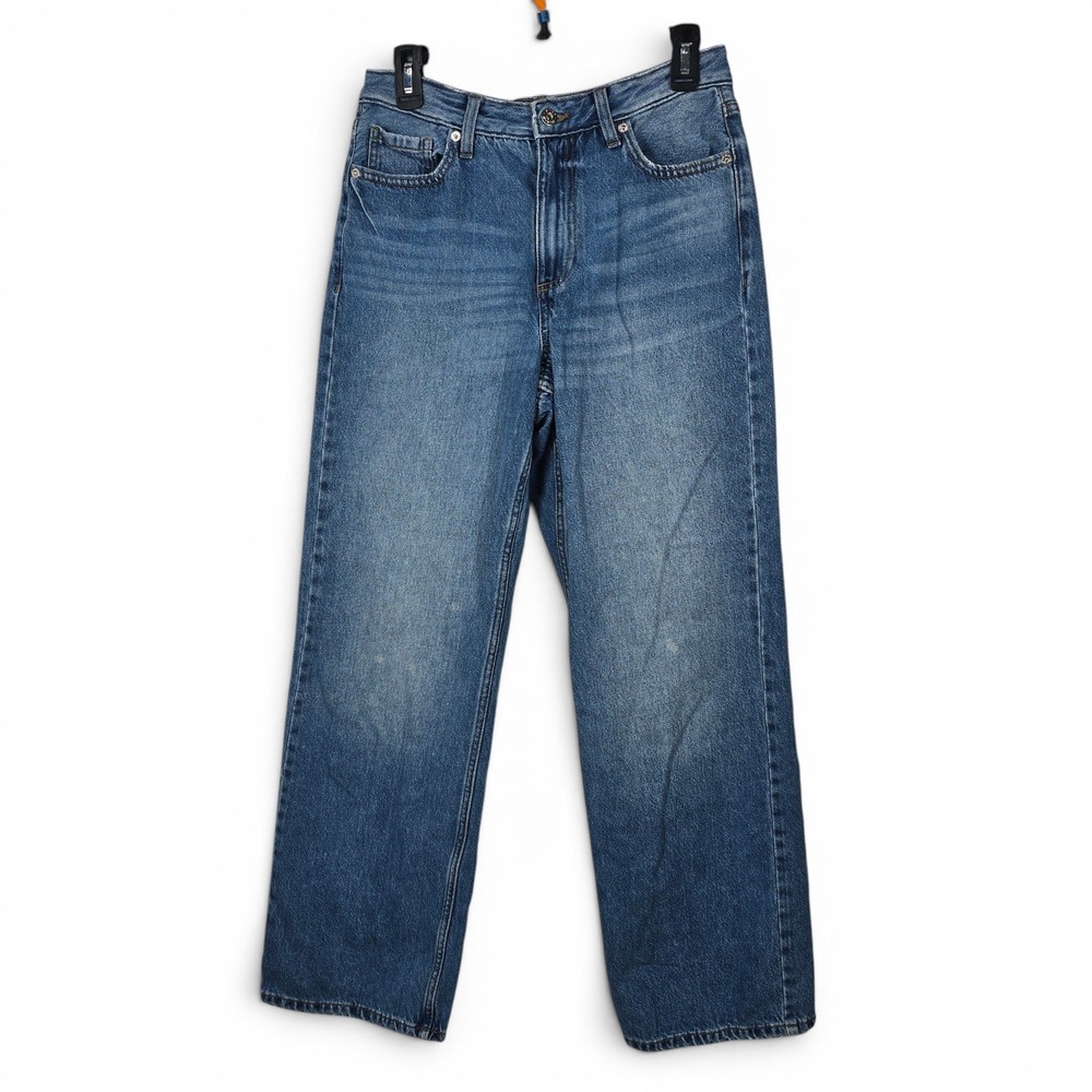 River Island Relaxed Straight Leg Jeans Medium Wash High Rise Blue Women Size 6R